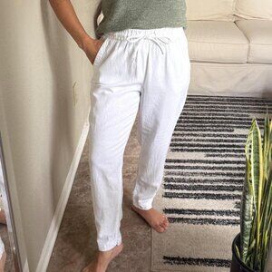 White Old Navy Linen Drawstring Pants